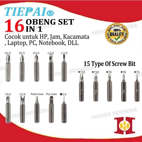 Obeng Set 16 In 1 Service Jam Kacamata HP Handphone PC Computer Laptop