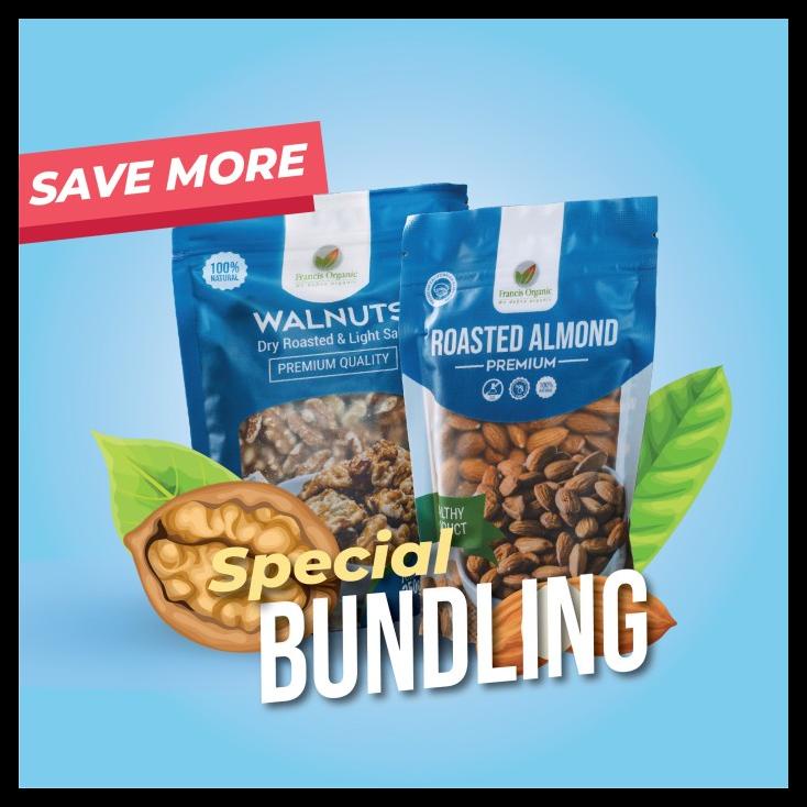 

DISKON TERBATAS !!! SPECIAL BUNDLE ROASTED WALNUT 250GR DAN ROASTED ALMOND 150 TERLARIS