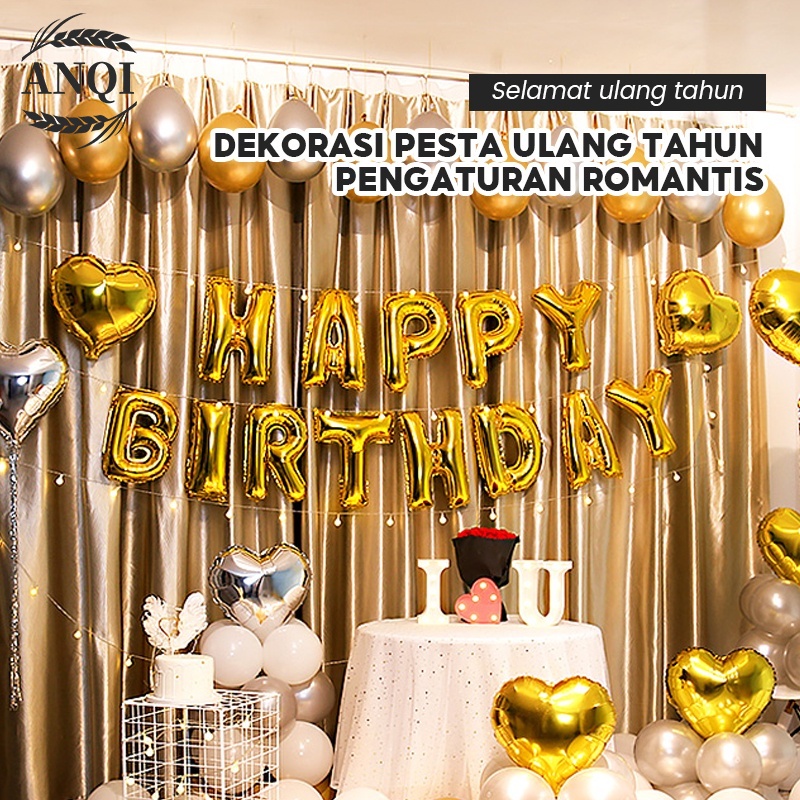 ANQI 1888 BALON FOIL TULISAN HAPPY BIRTHDAY Balon Foil Tulisan