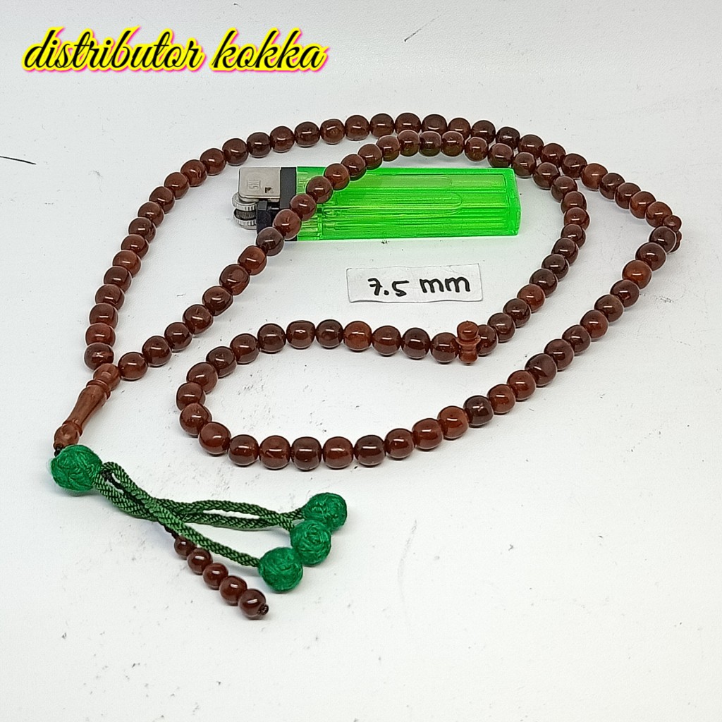 ( SUPER MURAH ) Tasbih Kokka kaukah kaokah fukakah bulat rumbai 7,5 mm coklat