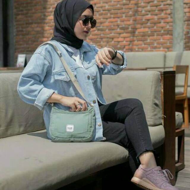Tas Wanita Selempang Slingbag Shoulderbag Original Tusk Haci Mint / Olive