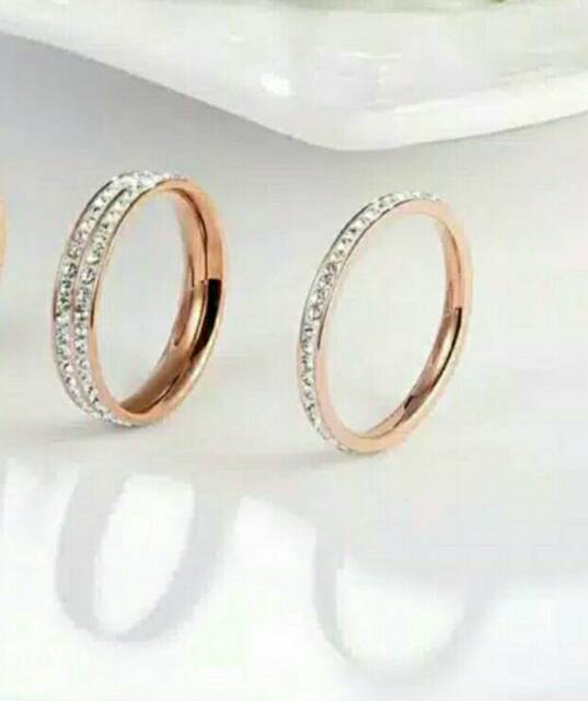 GG Cincin Baris Berlian Titanium Lapis Rose Gold#CC-