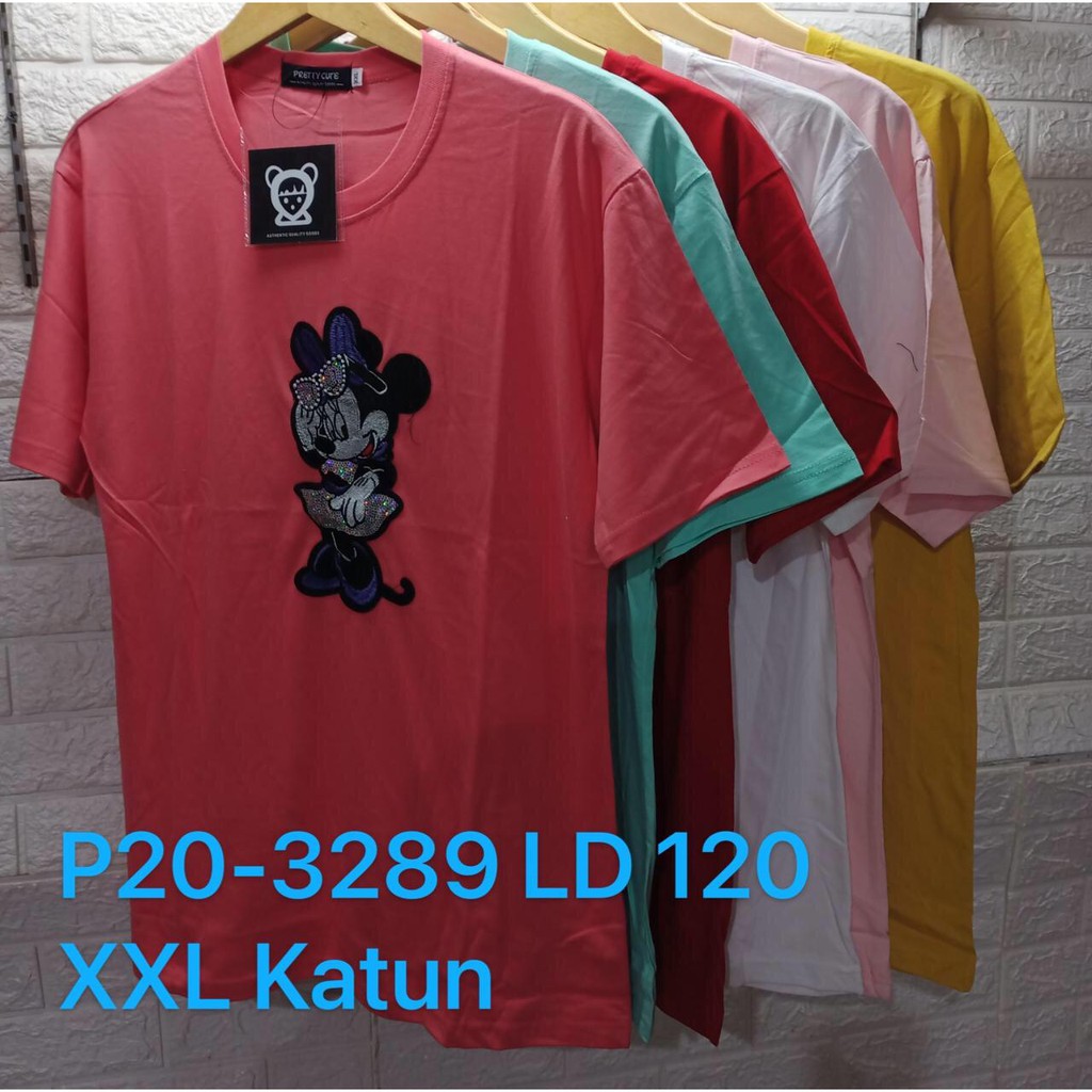 TERMURAH KAOS PENDEK JUMBO KATUN FULL BORDIR LD 110 &amp; 120 CM / BAJU PENDEK IMPORT