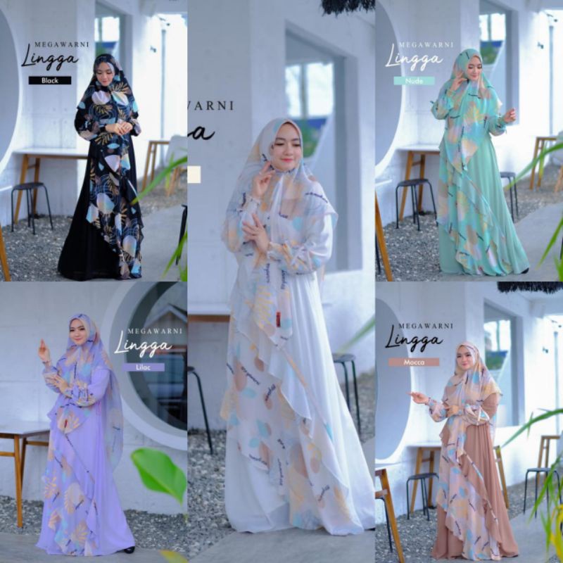 [MEGAWARNI.ORI] GAMIS SYARI TERLARIS / DRESS SET PRINTING " LINGGA SET " By Megawarni