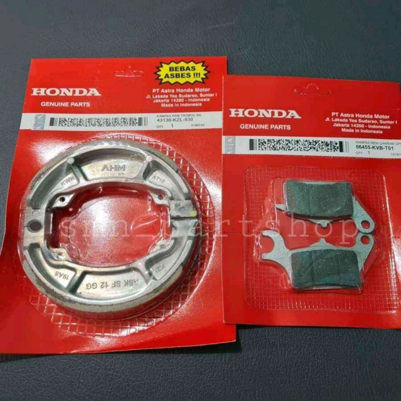 Kampas Rem Satu Set Depan Belakang Honda Beat Scoopy Spacy Vario Fi Karbu
