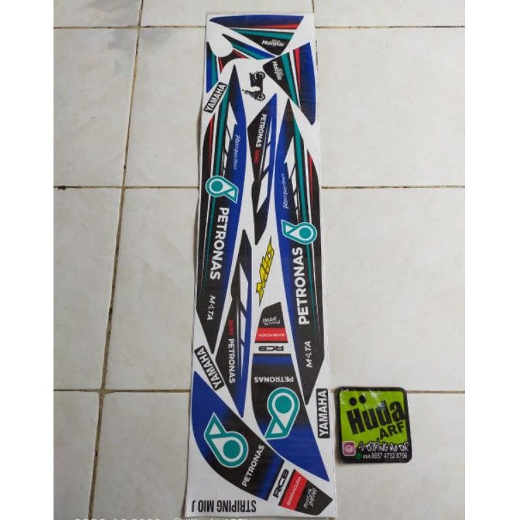 stripping sticker lis motor variasi Yamaha Mio j Petronas stripping Mio J motif Petronas warna biru