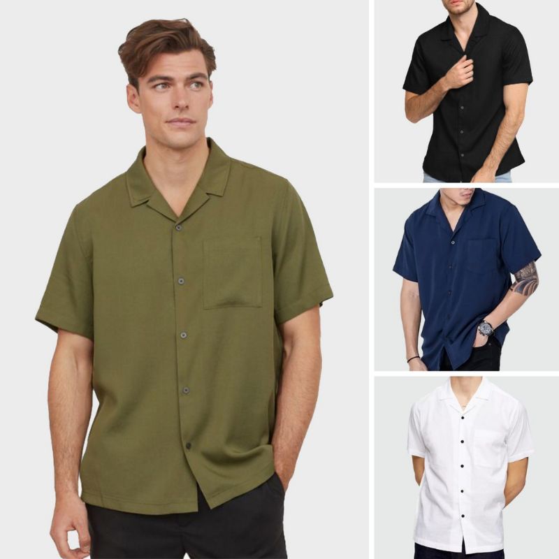 BASIE Kemeja Basic pria / Kemeja lengan pendek