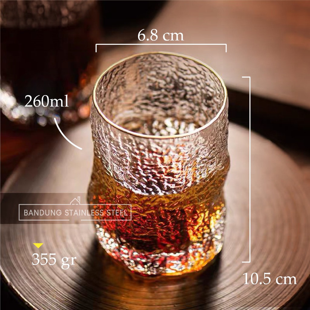Vintage Retro Gelas Kaca Kristal Gelas Estetik Aesthetic Unik Cantik Drinking Glass-260ML RING MAS