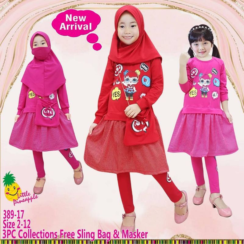 Lp 389-17 Setelan Tunik katun Anak