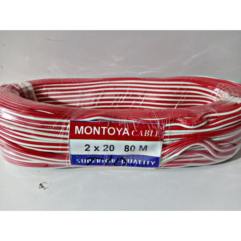 ( HARGA PERMETER )Kabel Merah / Putih MONTOYA Ukuran 2 x 20 80 M / Kabel Kecil Isi 2 Buat AC / DC