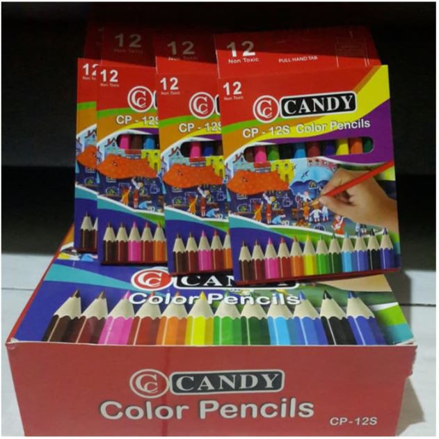 

Pensil Warna merk Squeezy / Candy Pendek 12 Warna