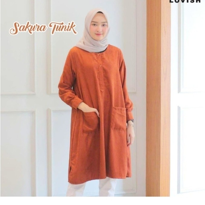 Tunik kaos wanita lengan panjang Orange V6A1 Kemeja Tunik Wanita Dress Tunik Atasan Tunic Awet Termu