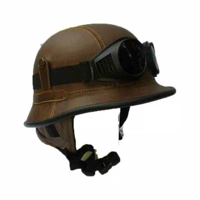 Helm retro Nazi klasik kulit+ kacamata