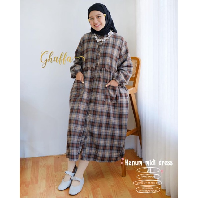 HANUM MIDI DRESS BY GHAFFA THE LABEL (MIDI MUSLIMAH) Dress wanita motif modern rekomended