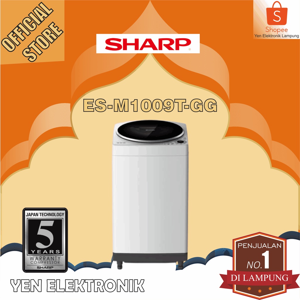 Mesin Cuci SHARP ES M1009 TG G 10Kg 1 Tabung ESM1009 Top Loading 10 Kg