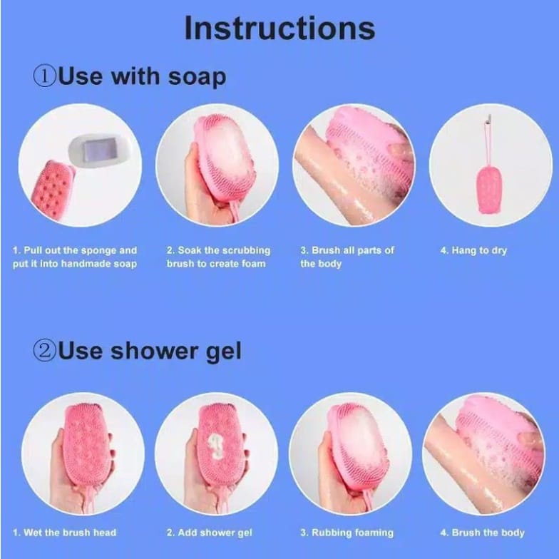 Spons mandi bath brush sikat badan bahan silicon 2 sisi