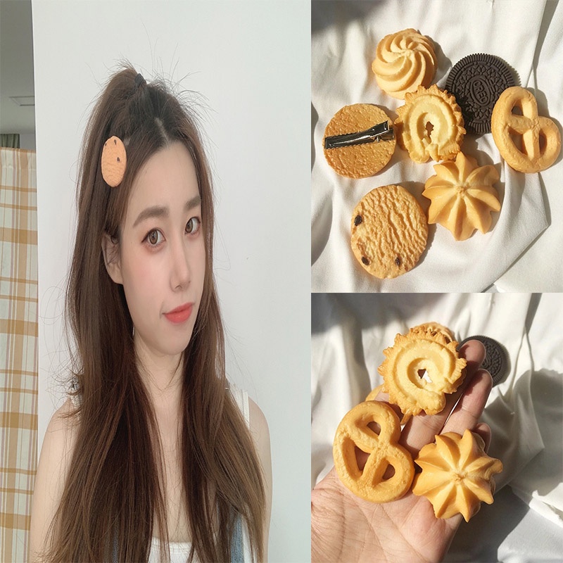 Cookie Sisi Klip Jepit Rambut Desain Asli Simulasi Oreo Aksesoris Rambut Lucu Jepit Rambut