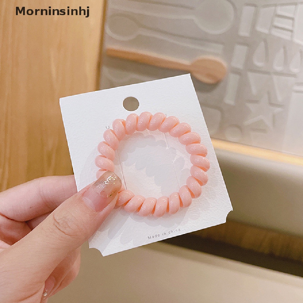 Mornin Tali Kabel Telepon Spiral Stretch Bahan Karet Warna-Warni