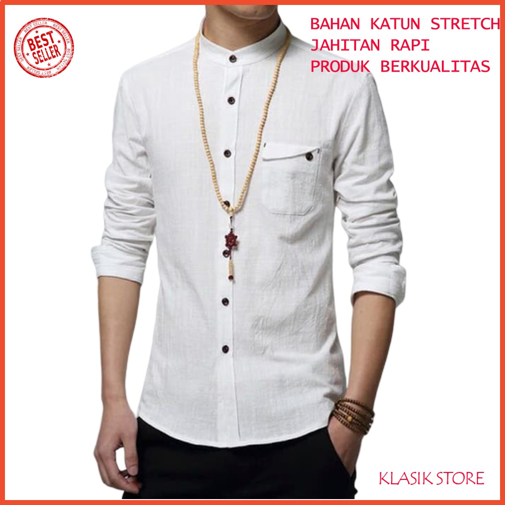 M231 Kemeja Pria Basic Combination Cotton Rich Lengan Pendek V3U8 Kemeja Murah Pria Batik Polos Army