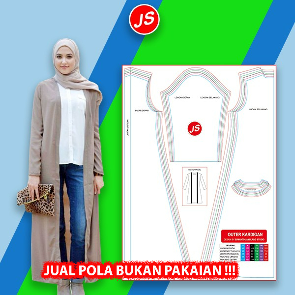 Pola Jiplak Outer Kardigan [ Pola Baju Jamblang Studio ]