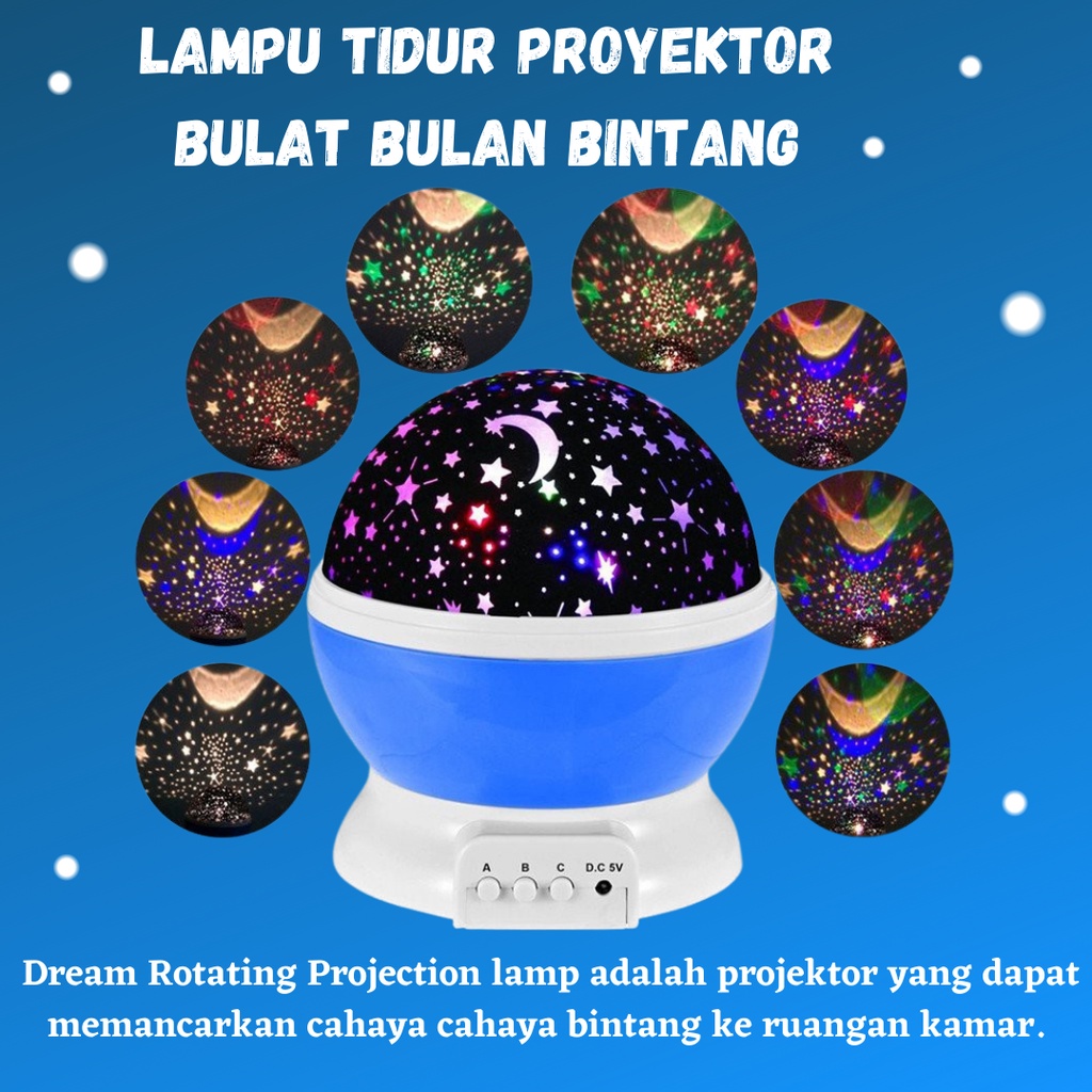 TERBARU!! Lampu Tidur Proyektor Bulat Bulan Bintang Star Moon Putar Star Master