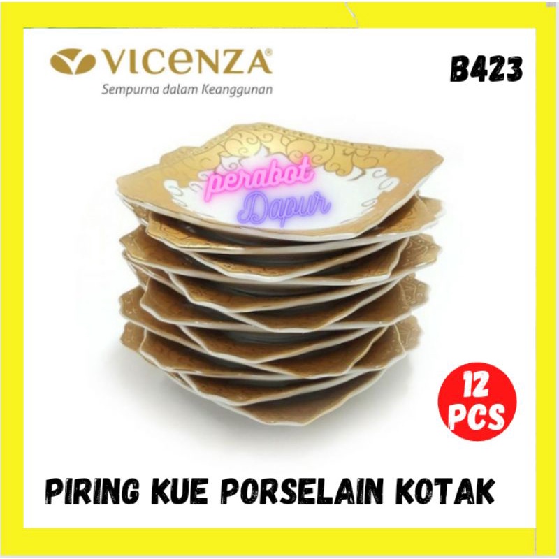 Piring Kue Lepek Kotak Kecil B423 Vicenza Square Dessert Plate