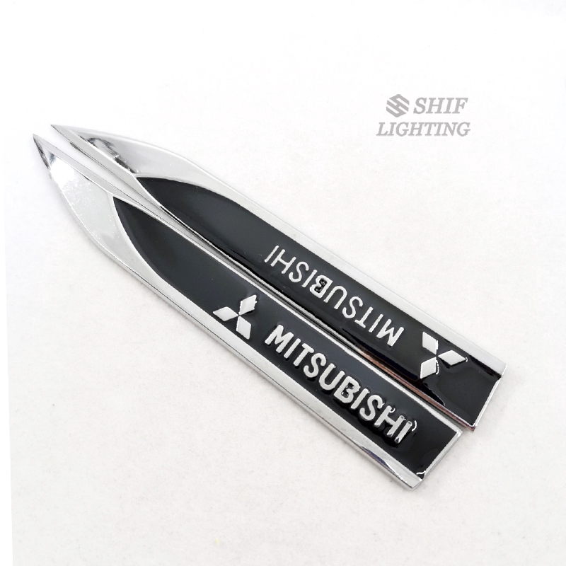 2Pcs Stiker Emblem / Badge Logo Mitsubishi Bahan Metal untuk Mitsubishi