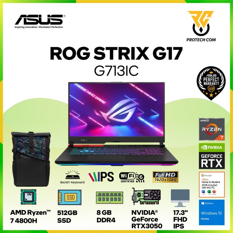 ASUS ROG STRIX G713IC R7-4800H 8GB 512GB RTX3050 17.3&quot;FHD OHS W10