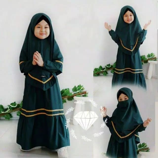 SETELAN BAJU GAMIS ANAK PEREMPUAN 6 7 8 9 10 tahun/FRE JILBAB CADAR