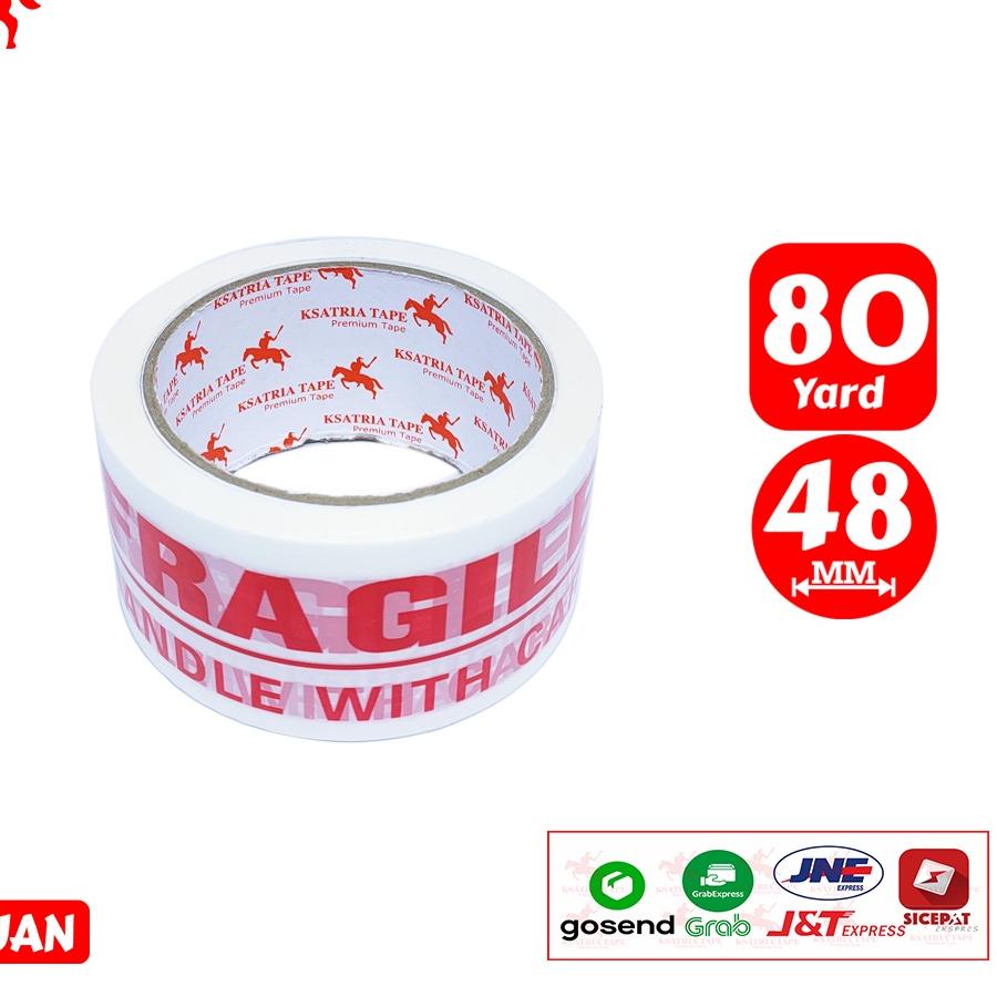 

✨ ⚡ale Lakban OPP Tape / Lakban Fragile Putih KSATRIA Tape 80 Yard paling murah