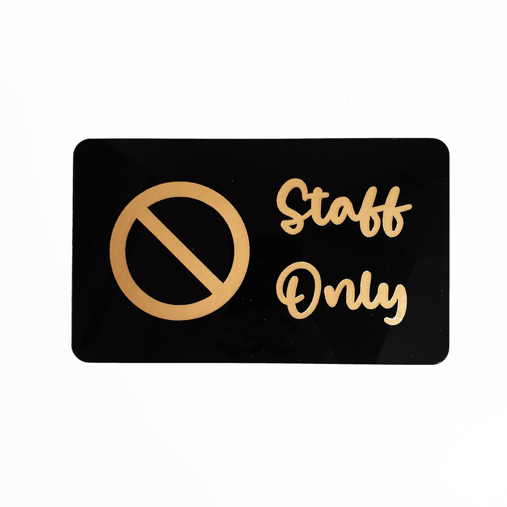 SIGN Pintu - STAFF ONLY AKRILIK GOLD - 20x12cm - Signage Cafe/Resto