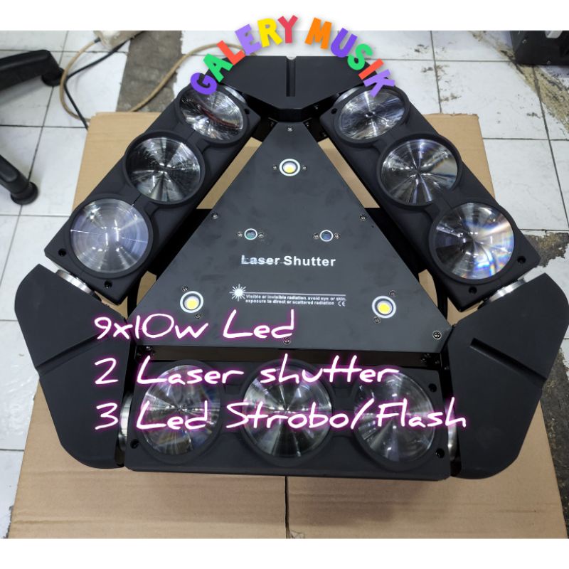 Moving Beam Spider 9x10w RGBW 4in1 triangle led beam disco light (+laser +strobe) moving head light 