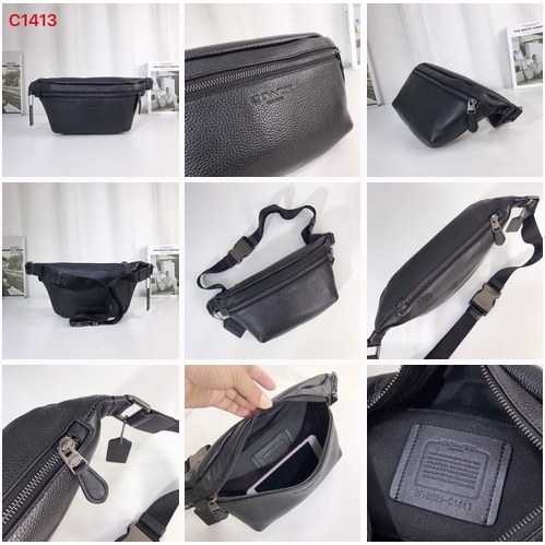 [Instant/Same Day] Coach  original Aolai new 3228 1411 1413  men's classic LOGO casual chest bag GRADE classic vintage diagonal waist bag   yaobao