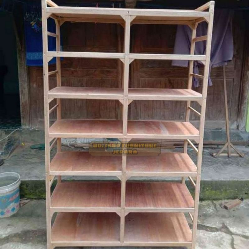 rak buku rak bunga murah minimalis bahan dari kayu jati jepara terlaris