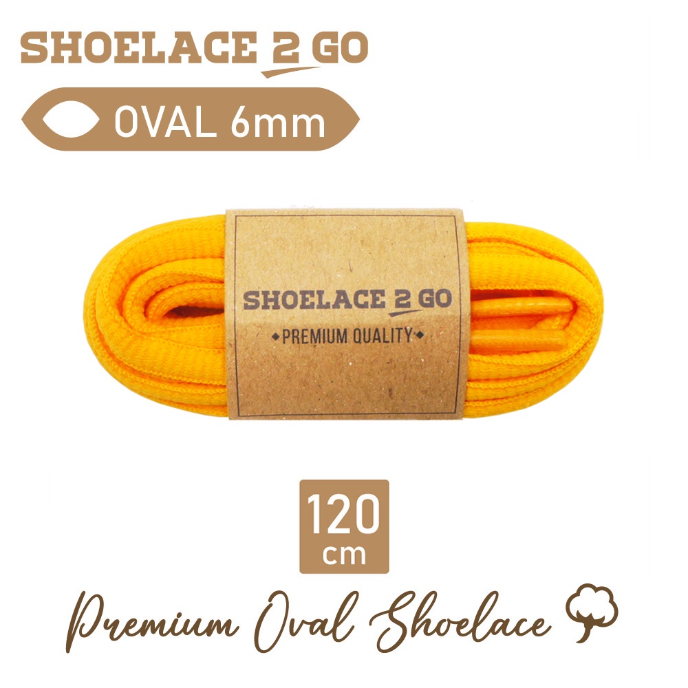 SHOELACE 2 GO PREMIUM TALI SEPATU LONJONG OVAL H1 - YELLOW - 120CM