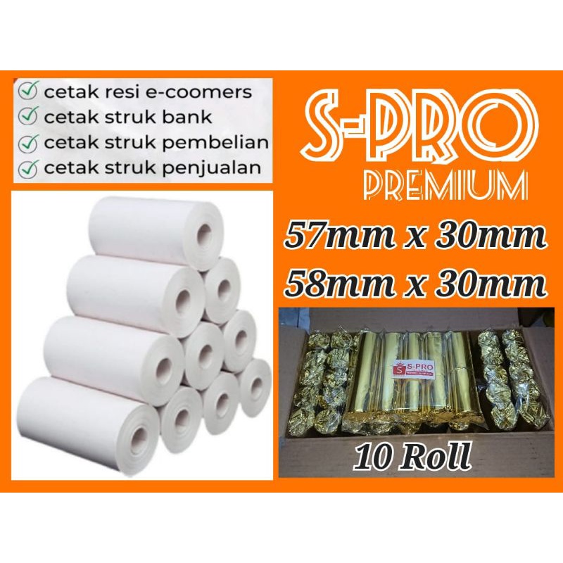 

VSC 10 ROLL KERTAS STRUK THERMAL 58X30 57X30 MINI PRINTER BLUETHOOT 58MM PAPER ROLL