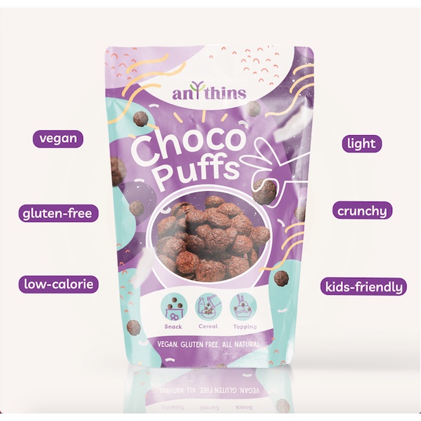 ANYTHINS Choco Puffs 70g - Healthy Cookies - Gluten Free - Vegan - Natural Snack - Cemilan Sehat