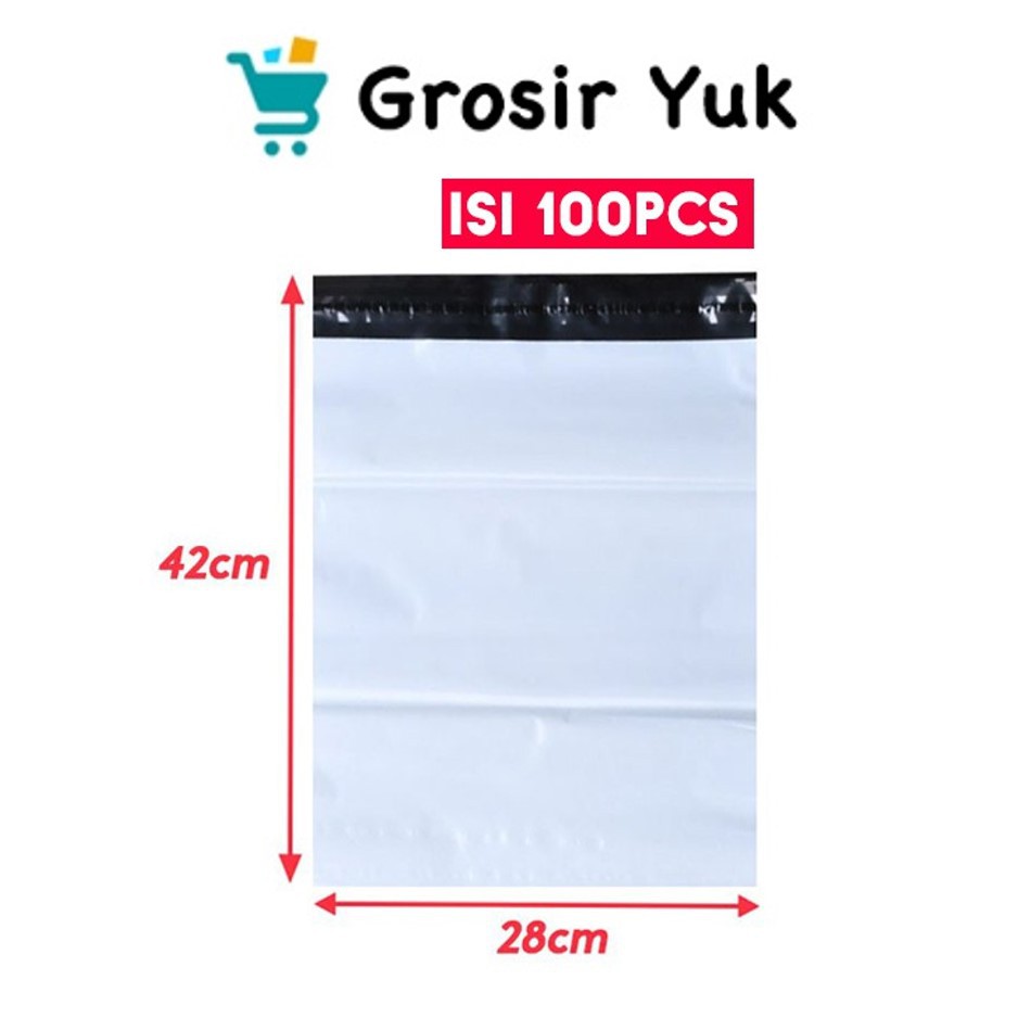 

Polymailer Plastik Packing 28x42 cm Putih Tebal (100pcs)