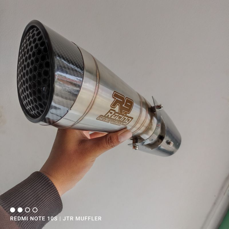 Silincer silencer knalpot R9 H2 SS TAMENG inlet 50mm untuk vixion R15 cbr 150r ninja 250 fi cb150r r
