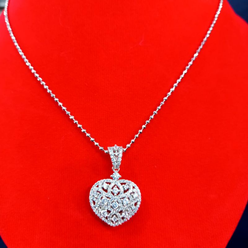 kalung biji lada +liontin love mata ful silver 925