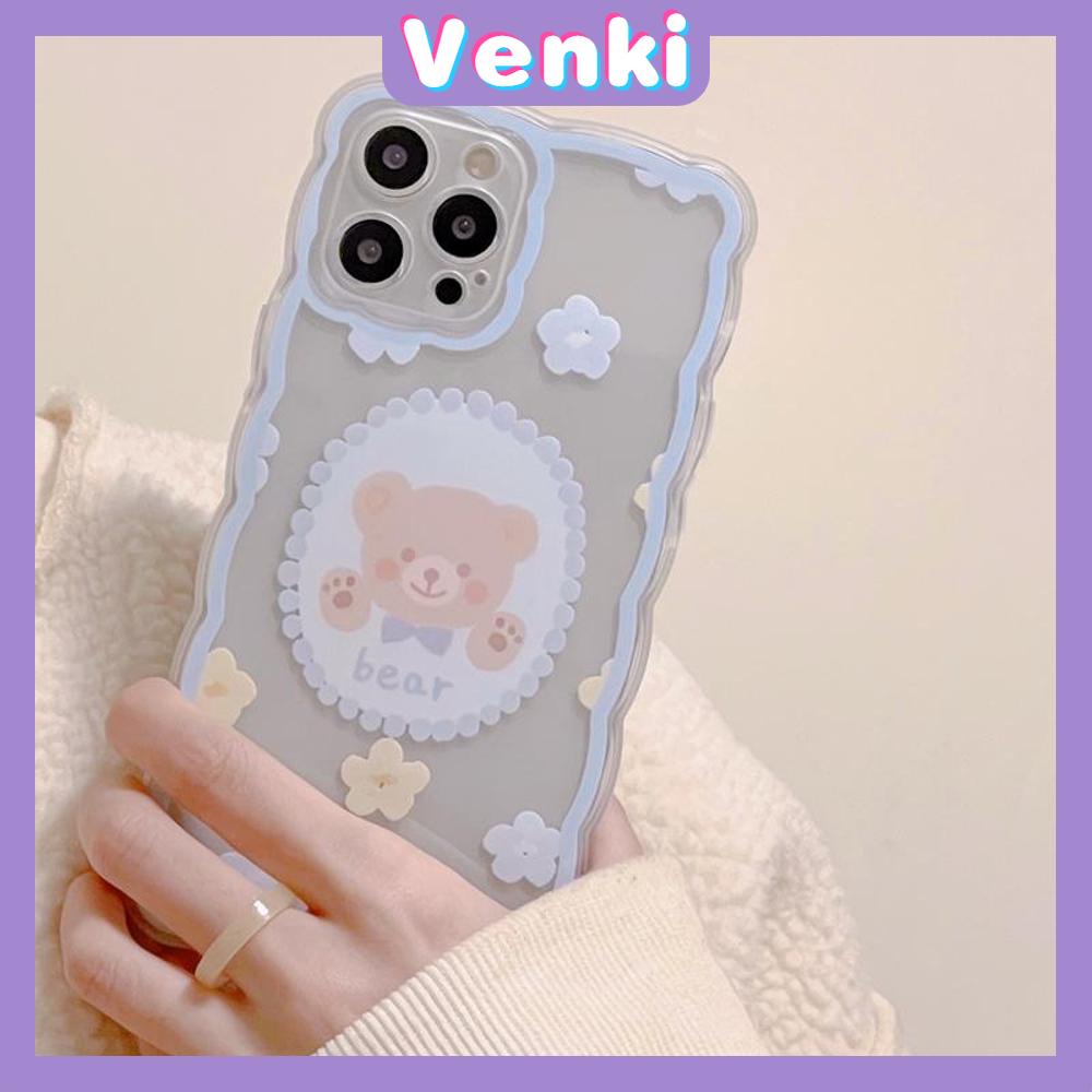 iPhone Case Silicone Soft Case Clear Case Wave Non-Slip Shockproof Camera Full Coverage Protection Flower Bear Cute For iPhone 13 Pro Max iPhone 12 Pro Max iPhone 11 iPhone 7 Plus