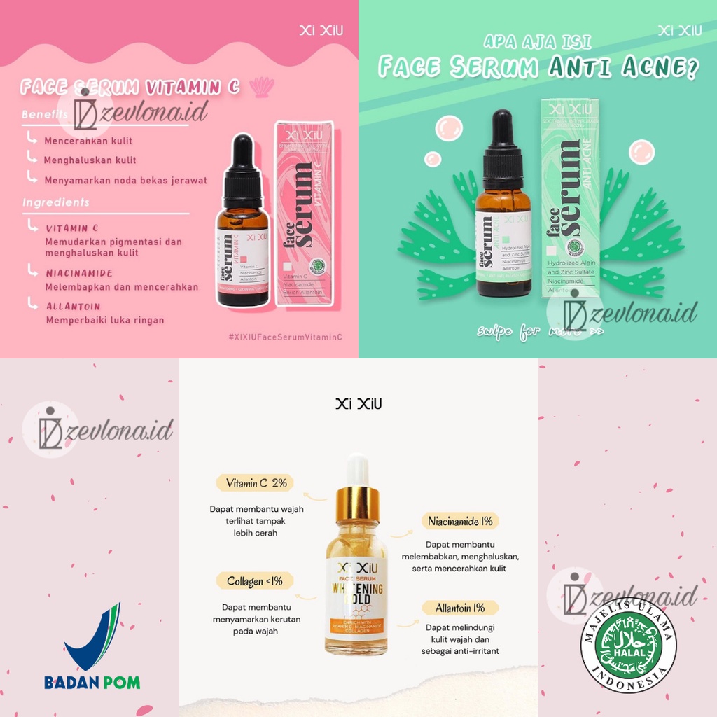 XI XIU FACE SERUM ANTI ACNE | VITAMIN C | WHITENING GOLD | UNTUK MENCERAHKAN WAJAH MEMUTIHKAN MENGAT