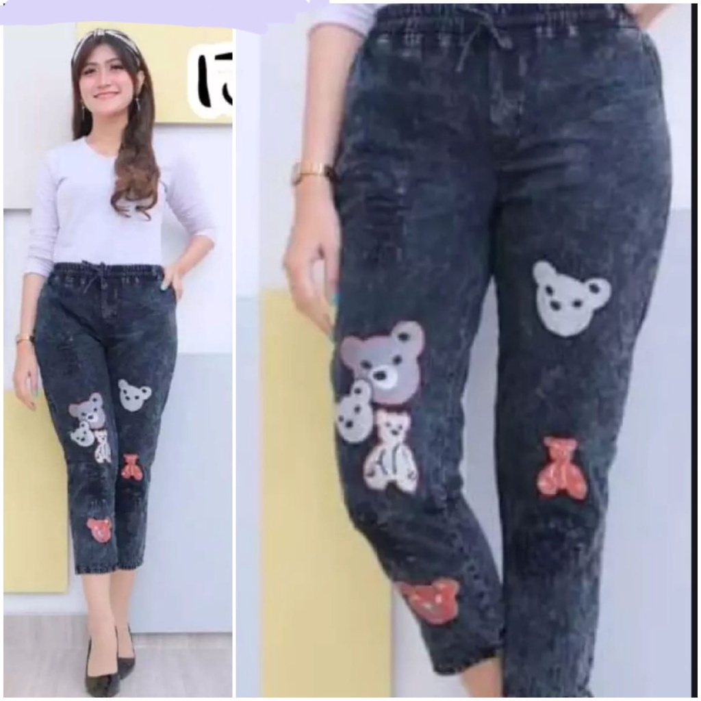 CELANA JINS WANITA TERBARU BAGGY JEANS TERLARIS KEKINIAN BRANDED KULOT CULLOTE HARUKA ALLSIZE TERMURAH  bordir korean karet best seller