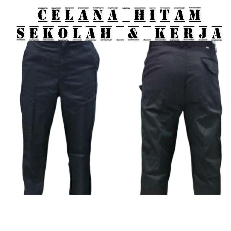 celana panjang hitam sekolah &amp; kerja