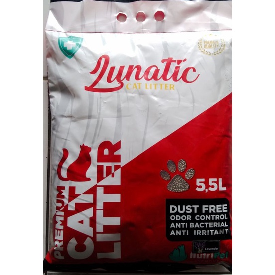 pasir kucing harum lunatic.5.5L lavender murah