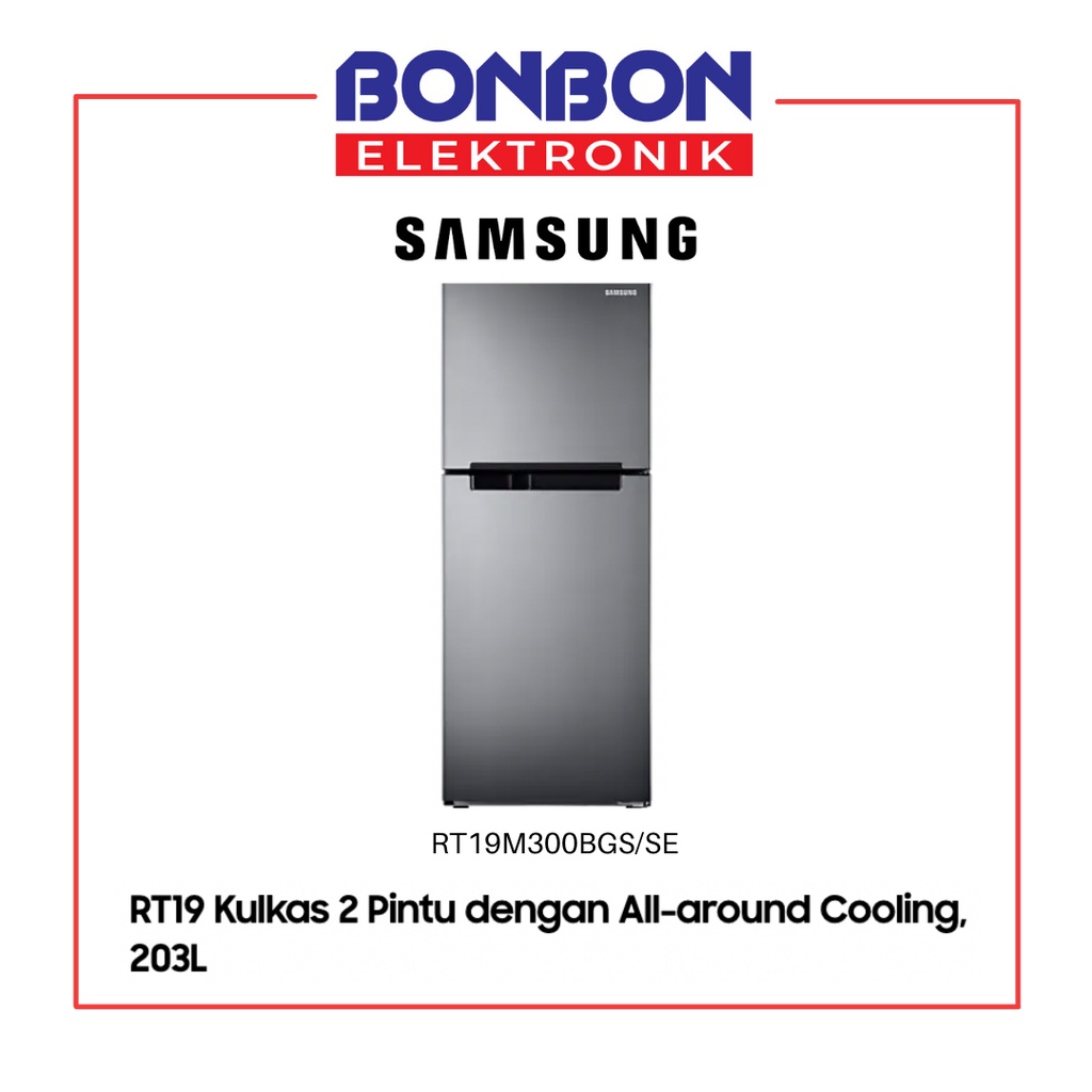 Samsung Kulkas 2 Pintu RT19M300BGS All-Around Cooling 203L RT19