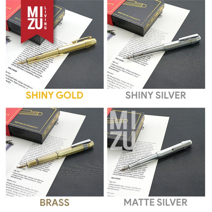 Sale Mizu Burasu Classic Brass Fountain Pen Kuningan Stainless Steel Nib Berkualitas