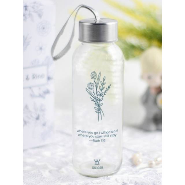 souvenir tumbler kaca  botol kaca  free sablon  satu warna 