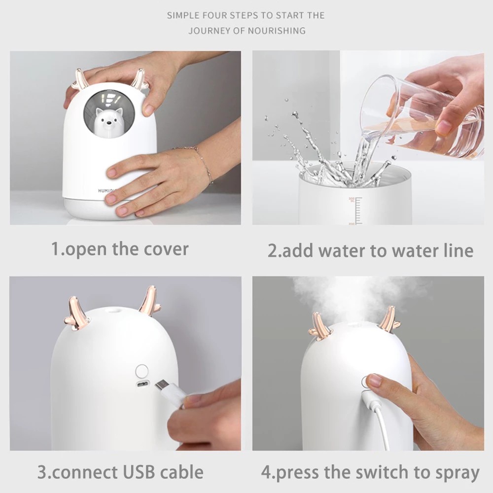 Humidifier Diffuser Aroma Diffuser 300ML Ultrasonic Oil Diffuser Aroma Pengharum Ruangan -Beruang