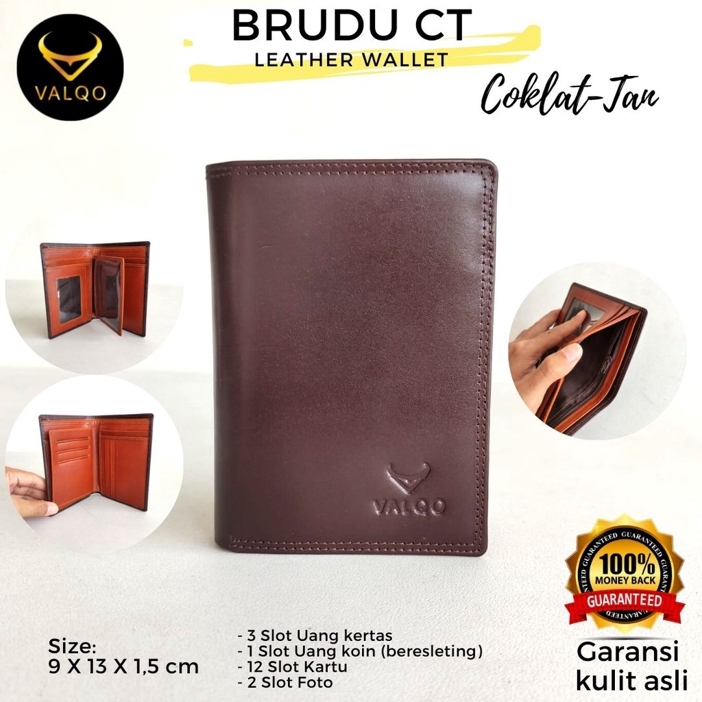 [VALQO] Dompet BRUDU CT kulit sapi Pria Cowok Kartu Laki Berdiri 3/4